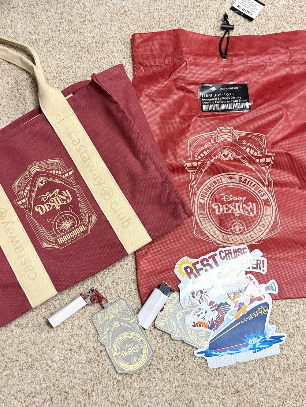 Disney Destiny Castaway Club Tote Set -exclusive Disney Cruise Line